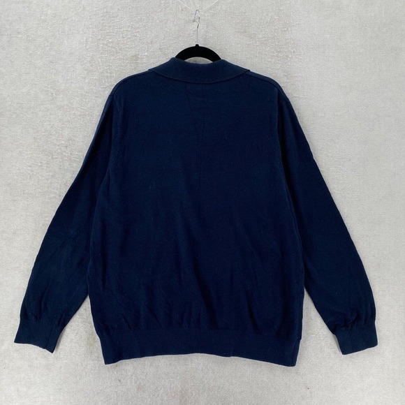 LL Bean Sweater Mens XL Blue‎ Cotton Cashmere Blend Polo Henley Luxury Pullover - Picture 2 of 12